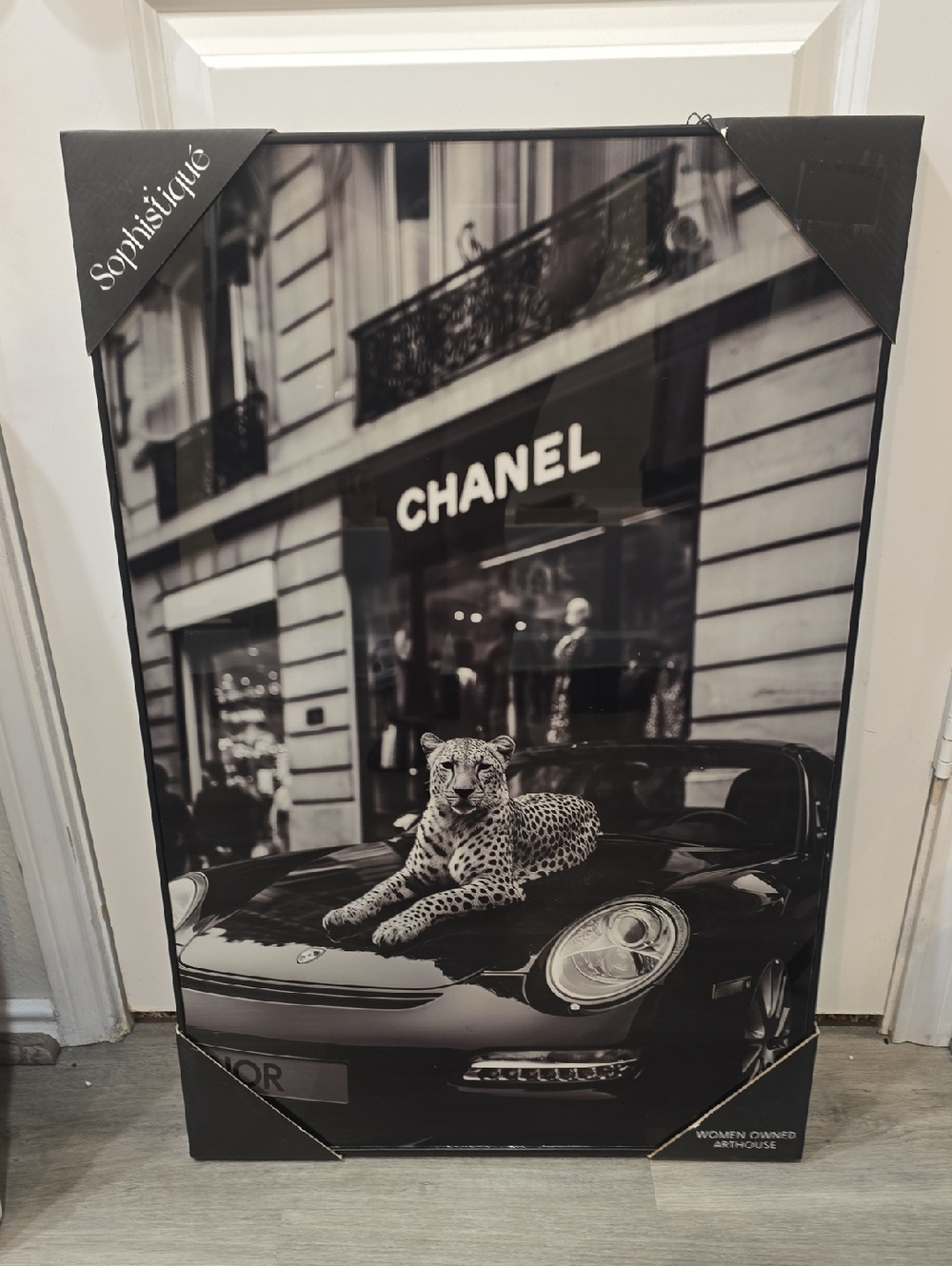 Sophistique Black & White Chanel Storefront Luxury Car Leopord Framed Wall Decor - Picture 3 of 6